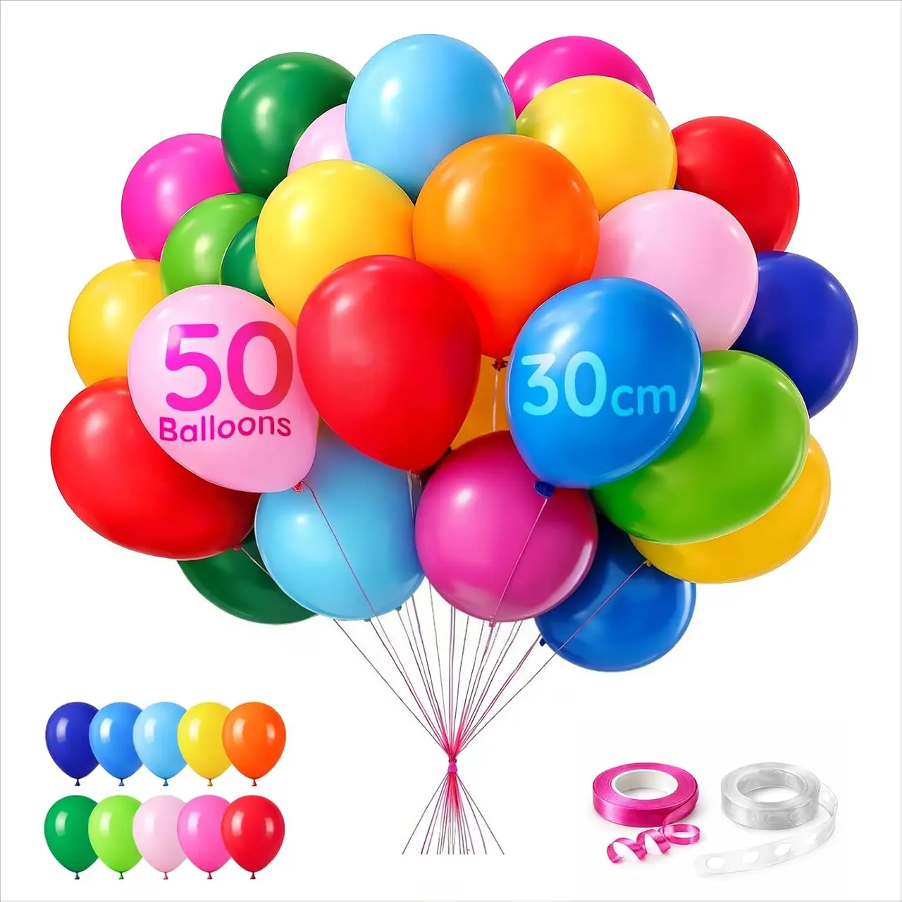 Latex Balloons, Pack of 50