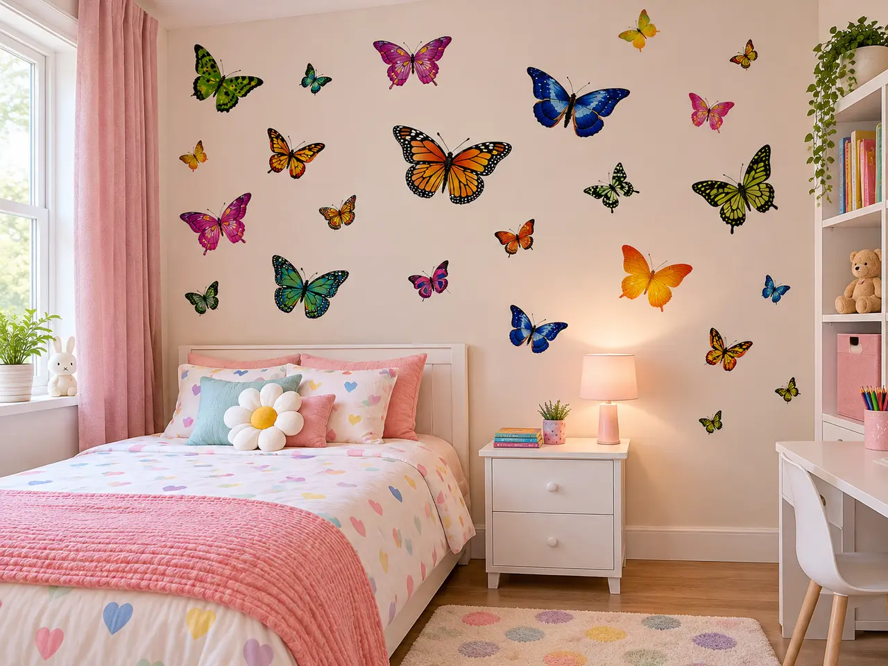 Room idea: ST butterfly stickers on a bedroom wall